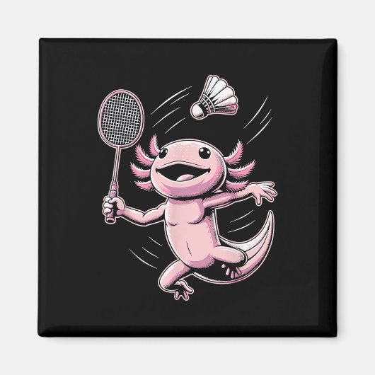 Axolotl speelt badminton speler shuttle sport magneet (Voorkant)