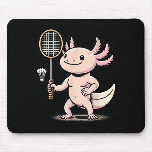 Axolotl speelt badminton speler shuttle sport muismat (Voorkant)