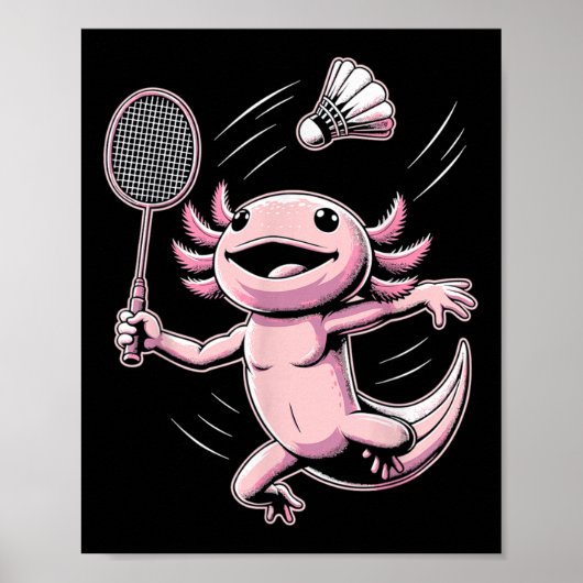 Axolotl speelt badminton speler shuttle sport poster (Voorkant)
