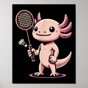 Axolotl speelt badminton speler shuttle sport poster