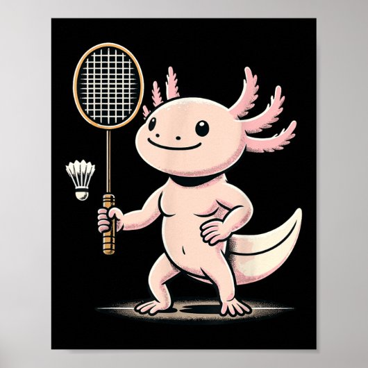 Axolotl speelt badminton speler shuttle sport poster (Voorkant)