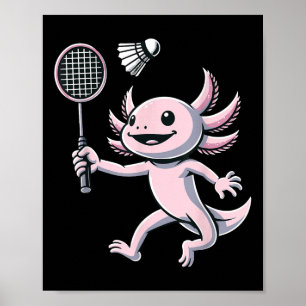 Axolotl speelt badminton speler shuttle sport poster