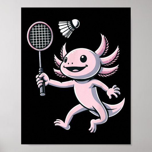 Axolotl speelt badminton speler shuttle sport poster (Voorkant)