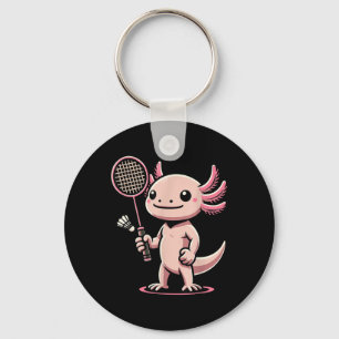 Axolotl speelt badminton speler shuttle sport sleutelhanger