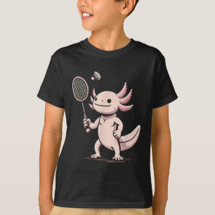 Axolotl speelt badminton speler shuttle sport t-shirt