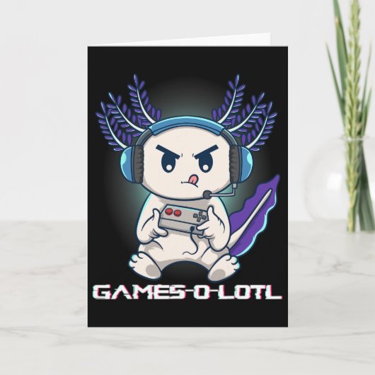 Axolotl speelt console-videogames Gamesolotl Gam Kaart (Voorkant)