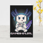 Axolotl speelt console-videogames Gamesolotl Gam Kaart (Gele Bloem)