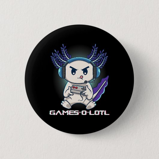 Axolotl speelt console-videogames Gamesolotl Gam Ronde Button 5,7 Cm (Voorkant)
