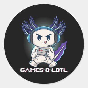 Axolotl Speelt Console Videogames Gamesolotl Gam Ronde Sticker