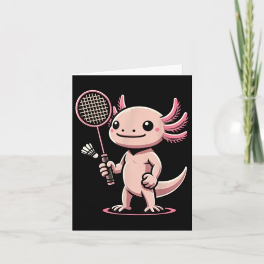 Axolotl Spelen Badminton Player Shuttle Sport Kaart (Voorkant)