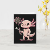 Axolotl Spelen Badminton Player Shuttle Sport Kaart (Gele Bloem)