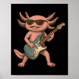 Axolotl spelen gitaarrock en roll cadeau Mannen vr Poster