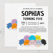 Axolotl Squishmallow Birthday Party Kaart (Voorkant / Achterkant)