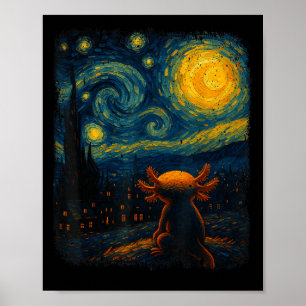 Axolotl Sterrennacht Van Gogh Kunstgeschenken voor Poster