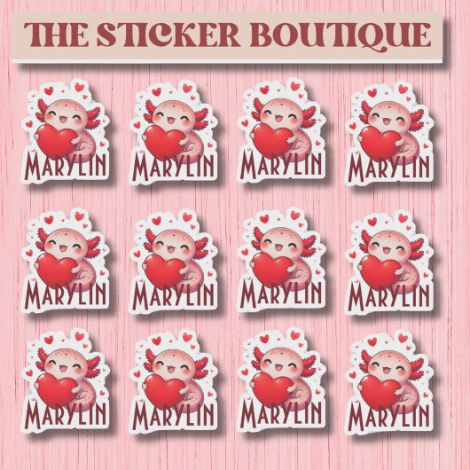 Axolotl Sticker Pack van Custom Name Valentijn