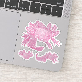 Axolotl Stickers - ROZE - 3 stuks