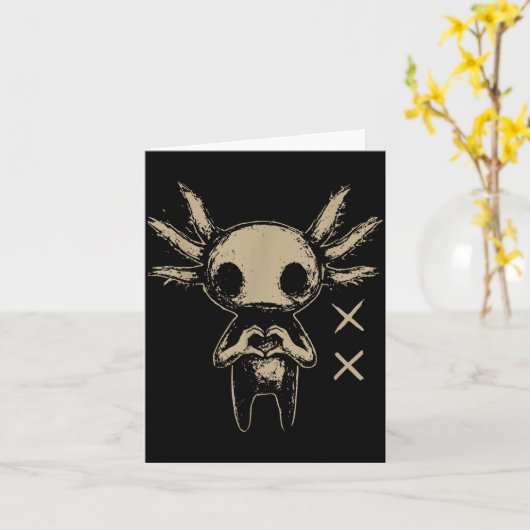 Axolotl Still Emo Goth Kaart (Gele Bloem)