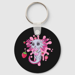 Axolotl Strawberry Milk Cute Kawaii Anime Gift Gir Sleutelhanger