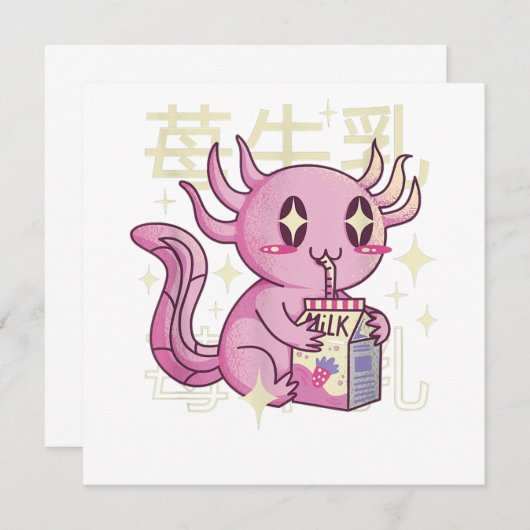 Axolotl Strawberry Milk Japan Style Japanse Kawai (Voorkant / Achterkant)
