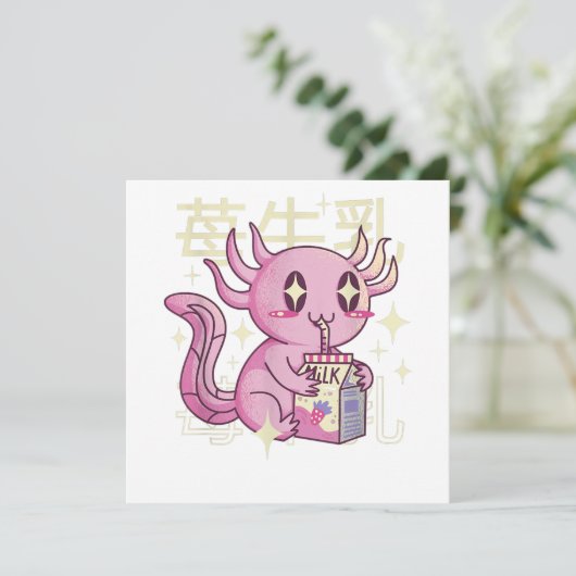 Axolotl Strawberry Milk Japan Style Japanse Kawai (Staand voorkant)