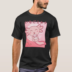 Axolotl Strawberry Milk Retro Kawaii Japan Axolotl T-shirt