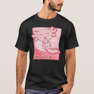 Axolotl Strawberry Milk Retro Kawaii Japan Axolotl T-shirt