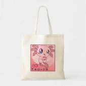 Axolotl Strawberry Milk Retro Kawaii Japan Axolotl Tote Bag (Voorkant)