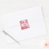 Axolotl Strawberry Milk Retro Kawaii Japan Axolotl Vierkante Sticker (Envelop)