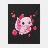 Axolotl Strawberry Milk Shake Kawaii Japans Anim Fleece Deken (Voorkant)