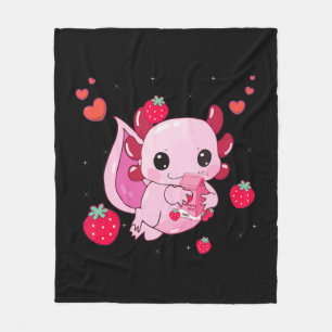 Axolotl Strawberry Milk Shake Kawaii Japans Anim Fleece Deken