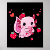 Axolotl Strawberry Milk Shake Kawaii Japans Anim Poster (Voorkant)