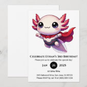 Axolotl Superhero in Armor Birthday Kaart (Voorkant / Achterkant)