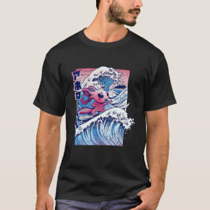 Axolotl Surfen Grote Golf Japanse Art Mashup Gra T-shirt