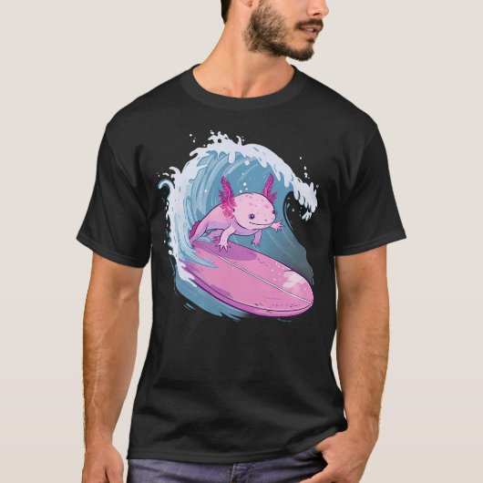 Axolotl Surfing Ocean Sea Axolotl Sea Ocean Animal T-shirt (Voorkant)