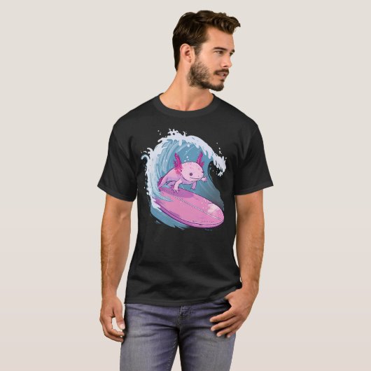 Axolotl Surfing Ocean Sea Axolotl Sea Ocean Animal T-shirt (Voorkant volledig)