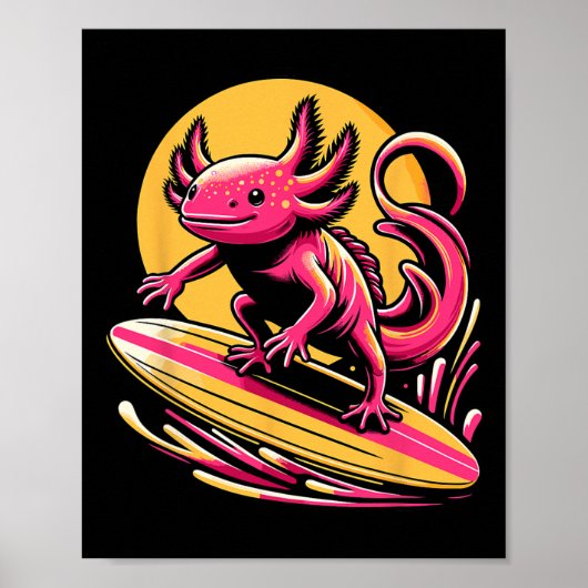 Axolotl-surfkleding Surfplank Surfer Voor Poster (Voorkant)
