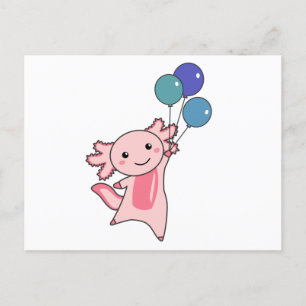 Axolotl Sweet Animal vliegt met ballonnen omhoog Briefkaart