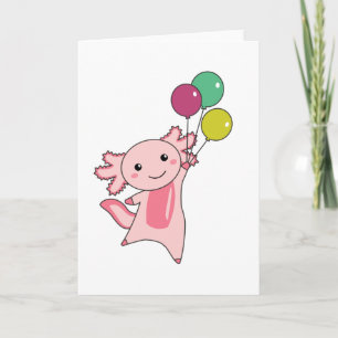 Axolotl Sweet Animal vliegt met ballonnen omhoog Kaart