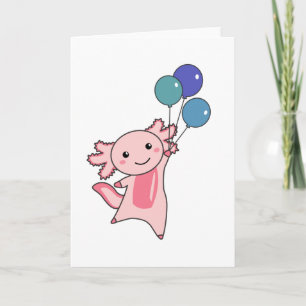 Axolotl Sweet Animal vliegt met ballonnen omhoog Kaart