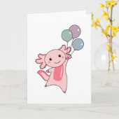 Axolotl Sweet Animal vliegt met ballonnen omhoog Kaart (Gele Bloem)