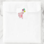 Axolotl Sweet Animal vliegt met ballonnen omhoog Vierkante Sticker (Tas)