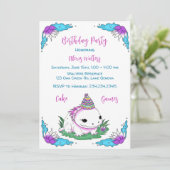 Axolotl thema meisje verjaardag kaart (Staand voorkant)