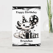 Axolotl Thema Verjaardag met Kleurplaat Kaart (Voorkant)