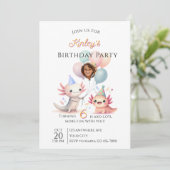Axolotl-themed Birthday Invitation Kaart (Staand voorkant)