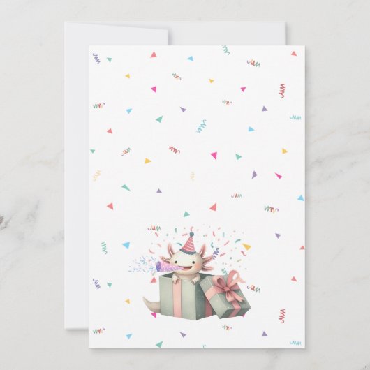 Axolotl-themed Birthday Invitation Kaart (Achterkant)