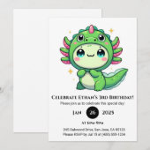 Axolotl tijdens de verjaardag van Dragon Pet Kaart (Voorkant / Achterkant)