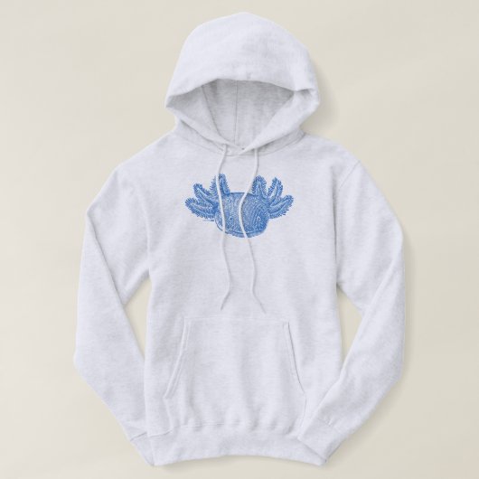 Axolotl-trui - BLAUW Hoodie (Design voorkant)