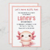 Axolotl uitnodiging verjaardagsmeisjes, Axolotl ui (Voorkant / Achterkant)