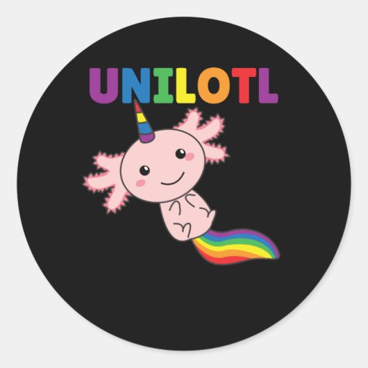 Axolotl Unilotl Unicorn-zoete Axolotl Rainbow Ronde Sticker (Voorkant)