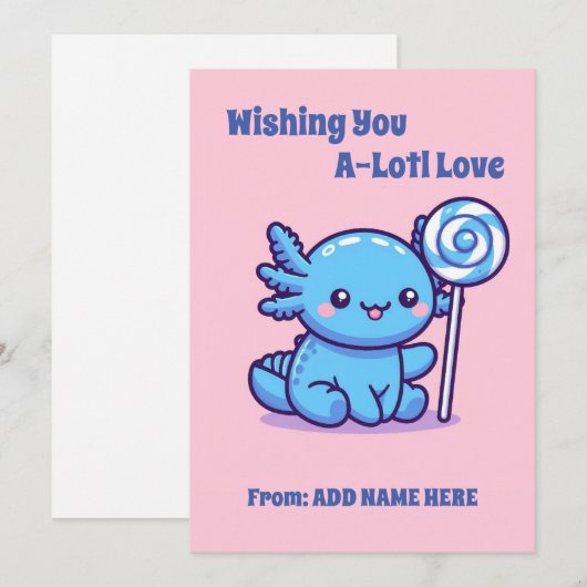 Axolotl Valentijnsdag Kaart (Voorkant / Achterkant)